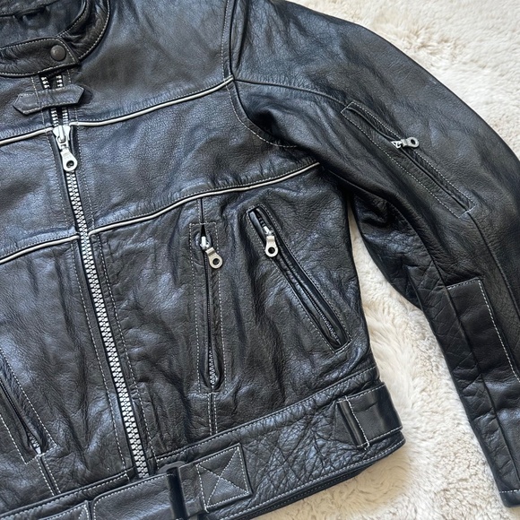 Xelement Black Leather Motorcycle Jacket Women's Small - Picture 3 of 8